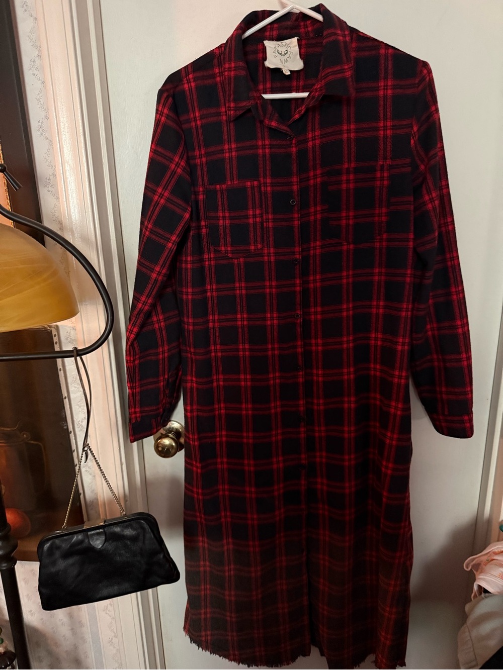 Fantastic Fawn Red and Black Plaid Long Sleeve Shirt Dress